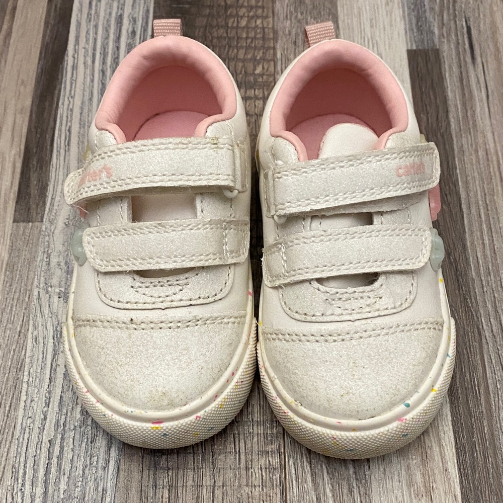 Carter’s Charming Cream and Pink Kids' Velcro Sneakers